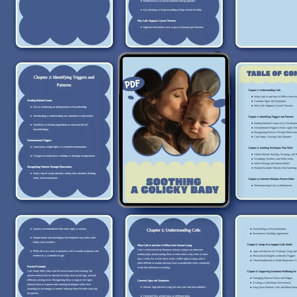 Soothing a Colicky Baby – Gentle Colic Relief Guide for New Parents, Infant Crying Solutions, Calm Baby Techniques, Digital Download eBook