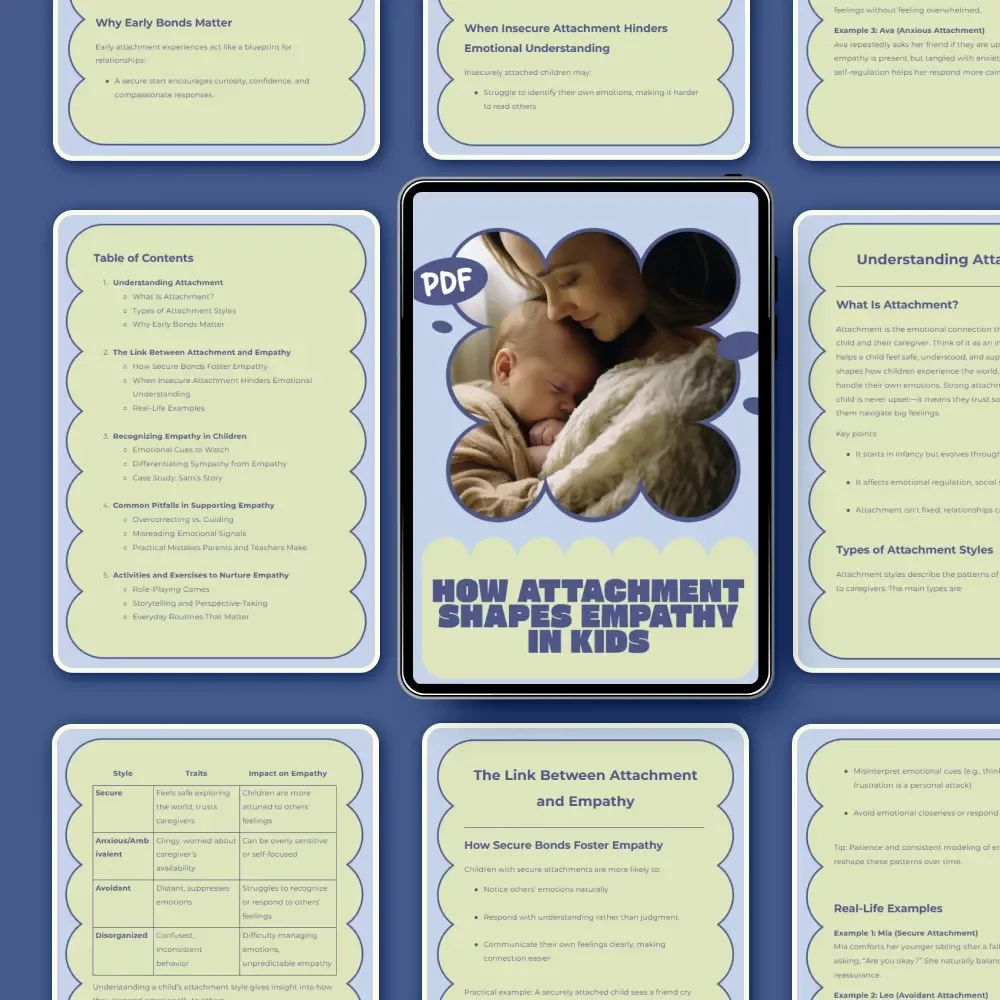 How Attachment Shapes Empathy in Kids | Ebook Guide Explaining how attachment affects empathy in kids | Parenting & Emotional Development Resource