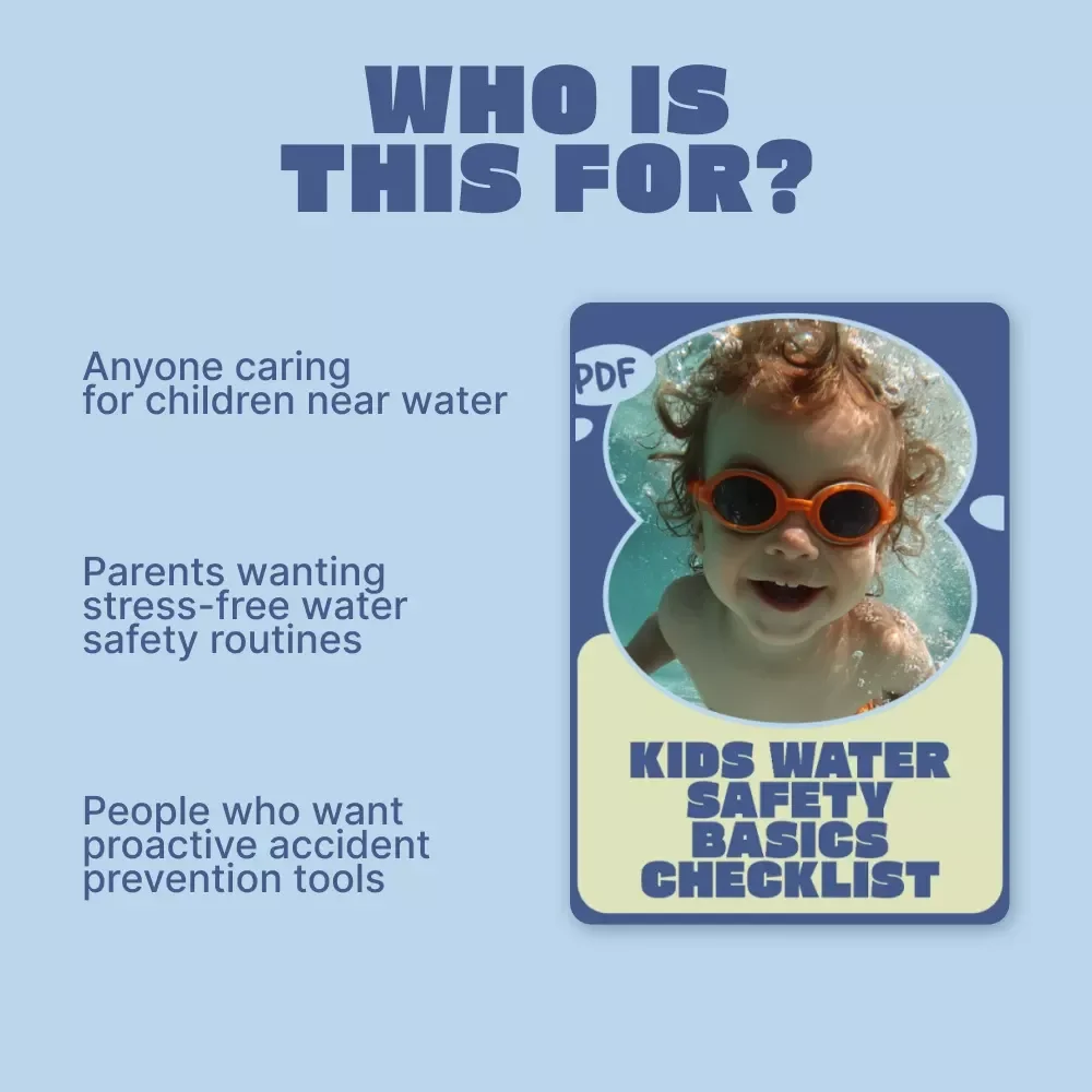 Kids Water Safety Basics Checklist | Printable Kids Water Safety Basics Guide for Parents, Caregivers & Swim Readiness Planning