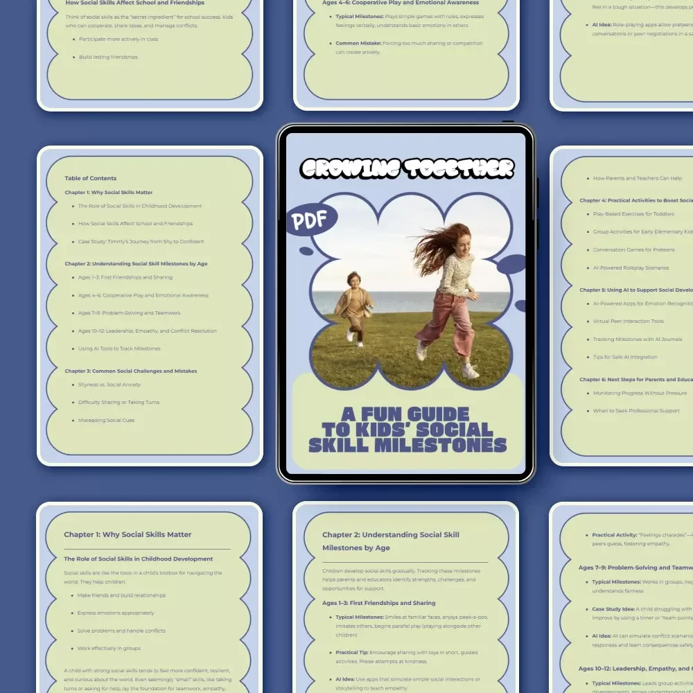 Growing Together: A Fun Guide to Kids’ Social Skill Milestones | Kids Social Skill Milestones Chart eBook for Parents & Educators