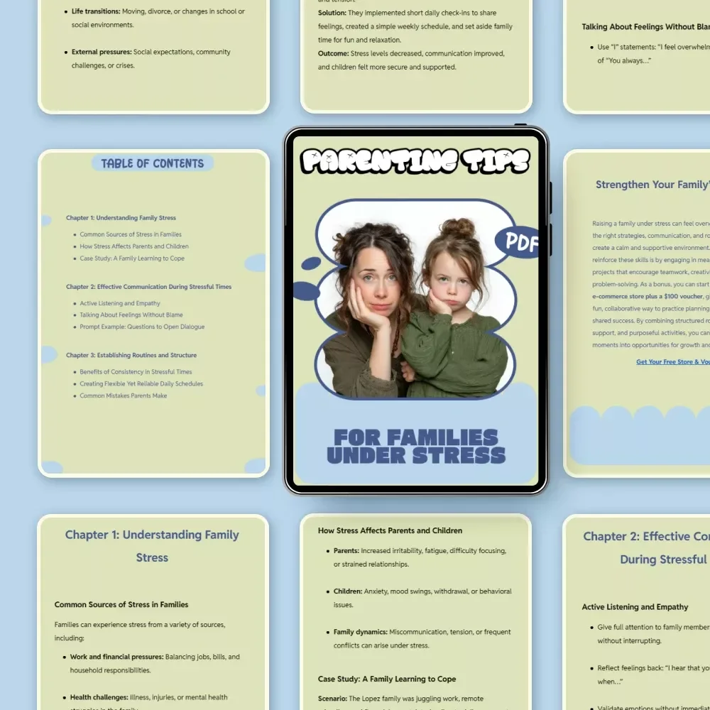 Parenting Tips for Families Under Stress – Practical Ebook Guide for Calm Communication, Routines & Emotional Resilience