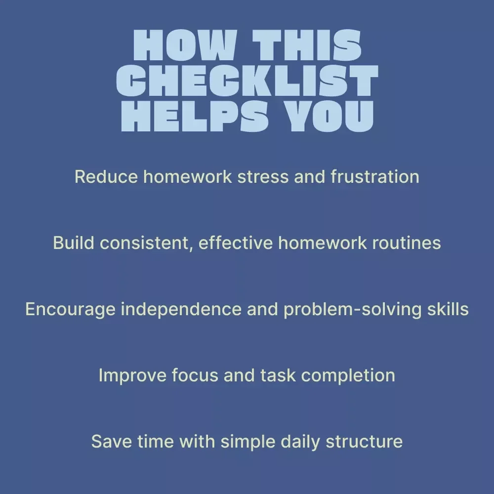 Helping Kids with Homework – Printable Checklist for Parents | Simple Daily System on how to help kids with homework