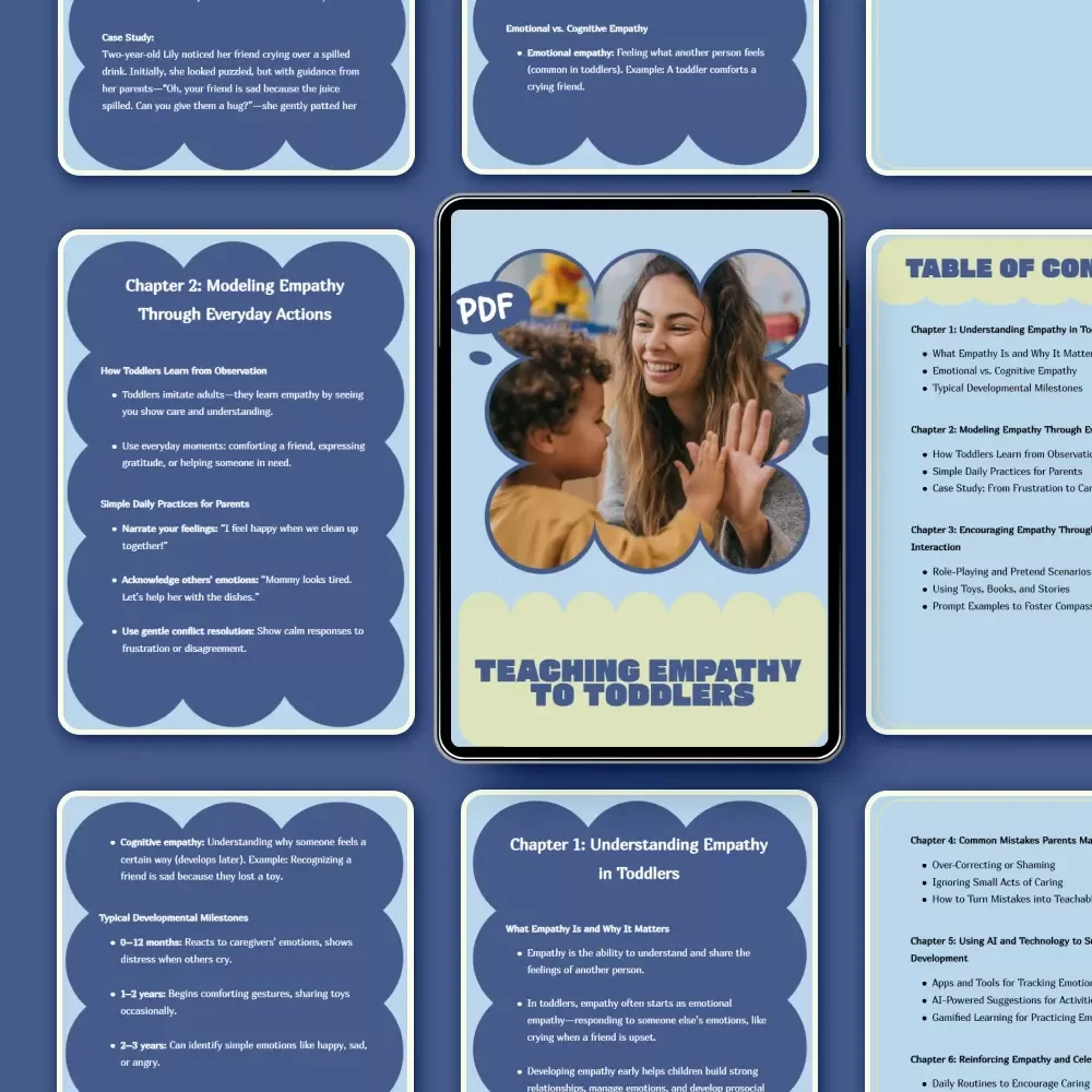 Teaching Empathy to Toddlers – Gentle Parenting Guide, Empathy Development eBook, Emotional Intelligence Checklist for Ages 1–4