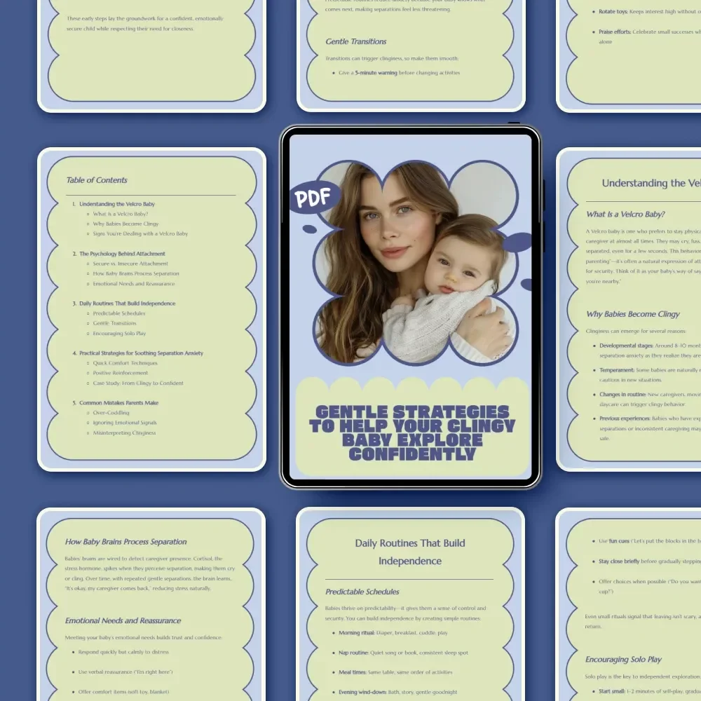 Gentle Strategies to Help Your Clingy Baby Explore Confidently – A Practical eBook Guide for Parents | how to soothe velcro baby behavior