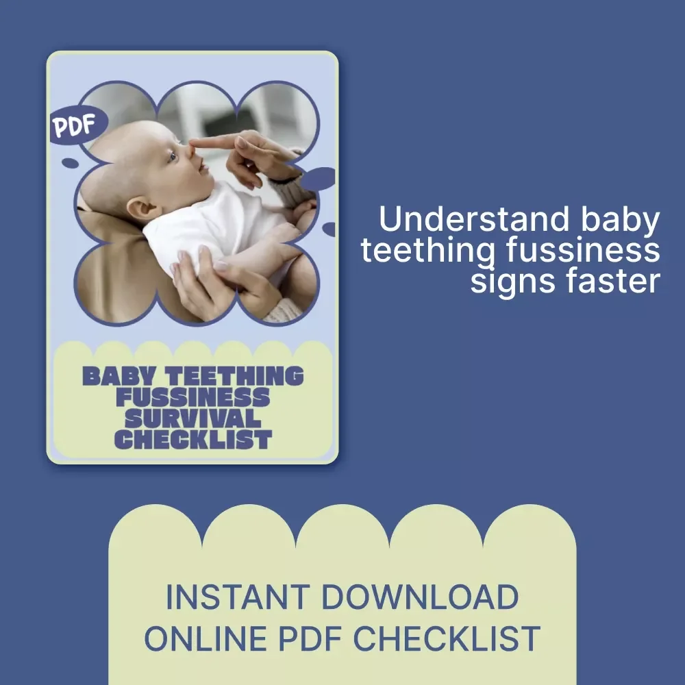 Baby Teething Fussiness Survival Checklist – Printable Baby Teething Fussiness Signs Guide for New Parents, Easy Infant Teething Tracker & Calm-Down Tool