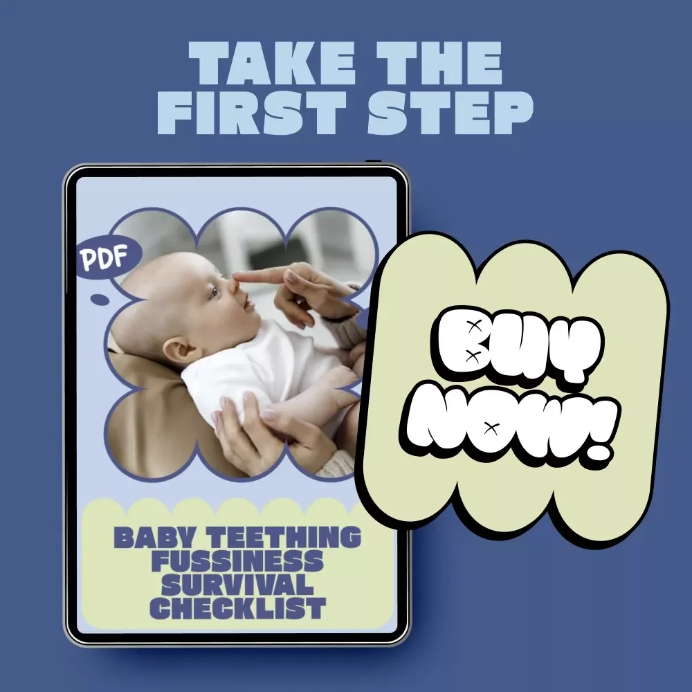 Baby Teething Fussiness Survival Checklist – Printable Baby Teething Fussiness Signs Guide for New Parents, Easy Infant Teething Tracker & Calm-Down Tool