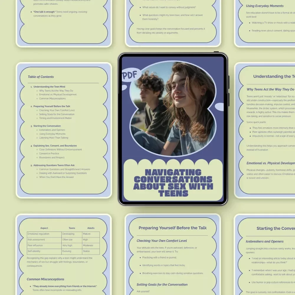 Navigating Conversations About Sex with Teens – Practical Parenting eBook Guide on how to talk to teens about sex, Consent, Boundaries & Digital Age Challenges