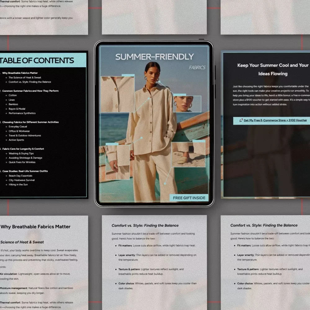 Summer-Friendly Fabrics | Practical eBook Guide to Breathable Fabrics for Summer, Stay Cool, Comfortable & Stylish in Hot Weather