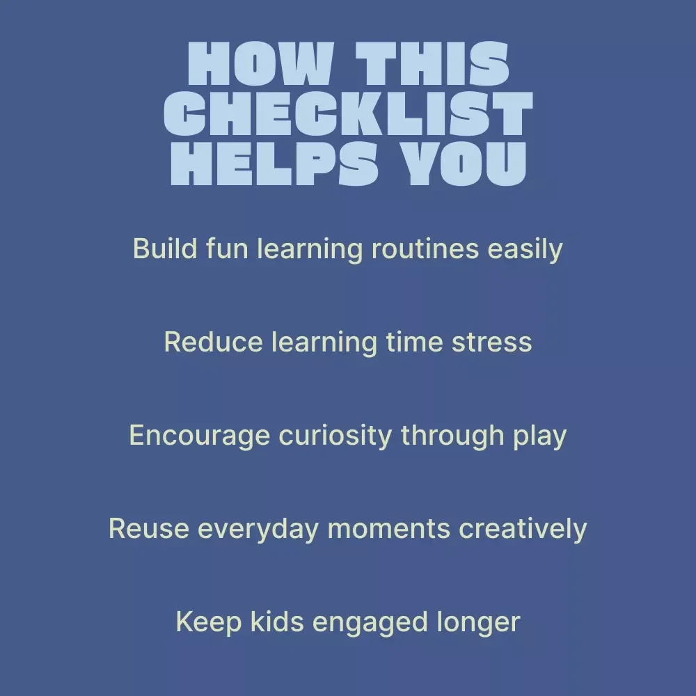 Fun Learning Activities for Kids | Printable Checklist for Play-Based Education, Homeschool & Everyday Learning