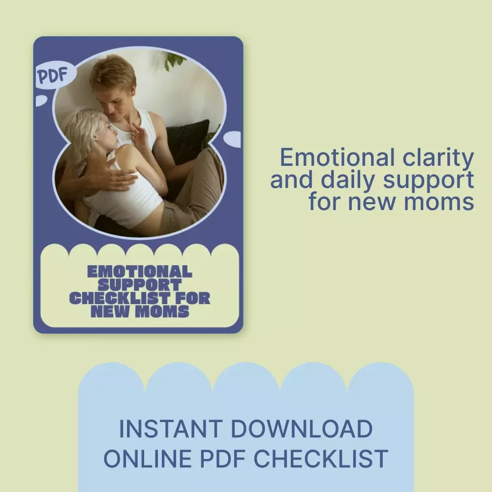 Emotional Support Checklist for New Moms | Printable Postpartum Self-Care Guide with Emotional Support Tips for New Mothers