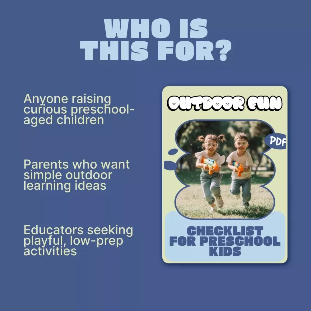 Outdoor Fun Checklist for Preschool Kids – Printable Outdoor Activities Guide, Nature Play Ideas, Active Learning & Mindfulness for Young Children