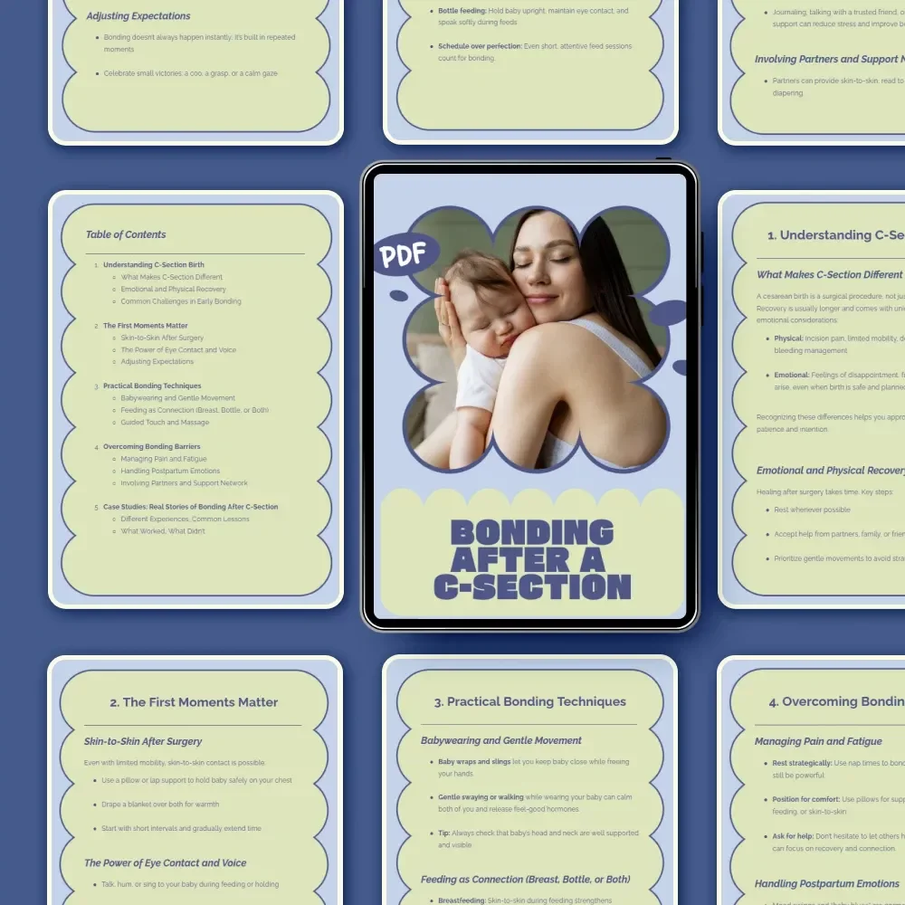 Bonding After a C-Section | Gentle Guide for New Moms on how to bond after c section birth | Digital eBook Download