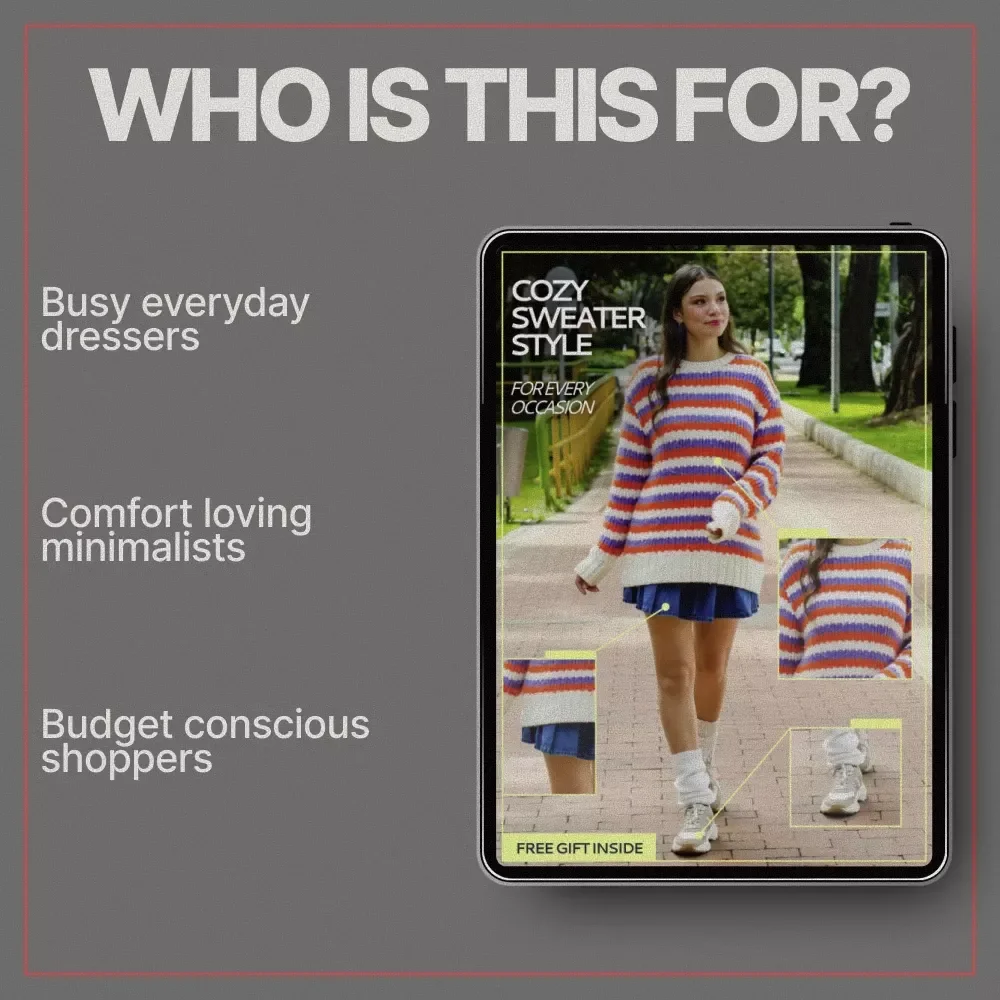 Cozy Sweater Style for Every Occasion – Ebook Guide on how to choose cozy but stylish sweaters, Layering Tips, Color Matching & Seasonal Outfit Ideas