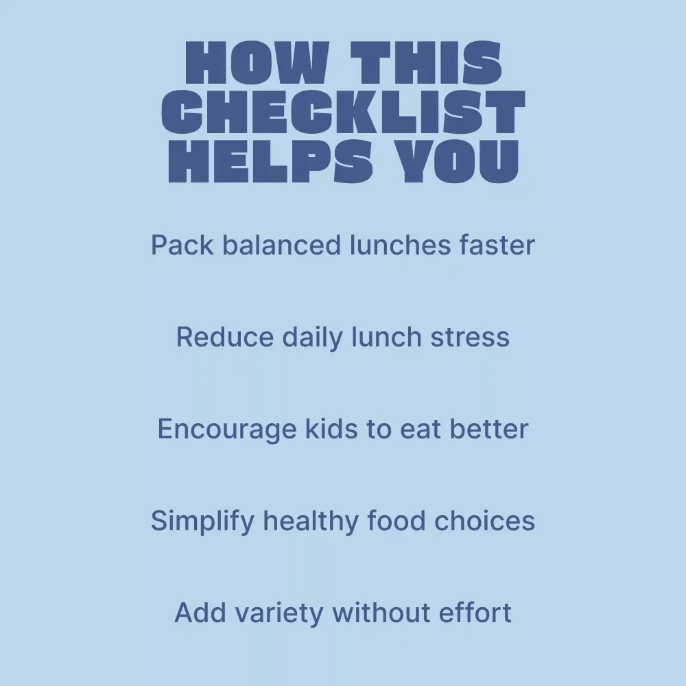 Fun & Healthy Lunchbox Checklist for Kids | Printable Daily School Lunch Planner | healthy lunchbox ideas for kids | Busy Parent Meal Prep Guide