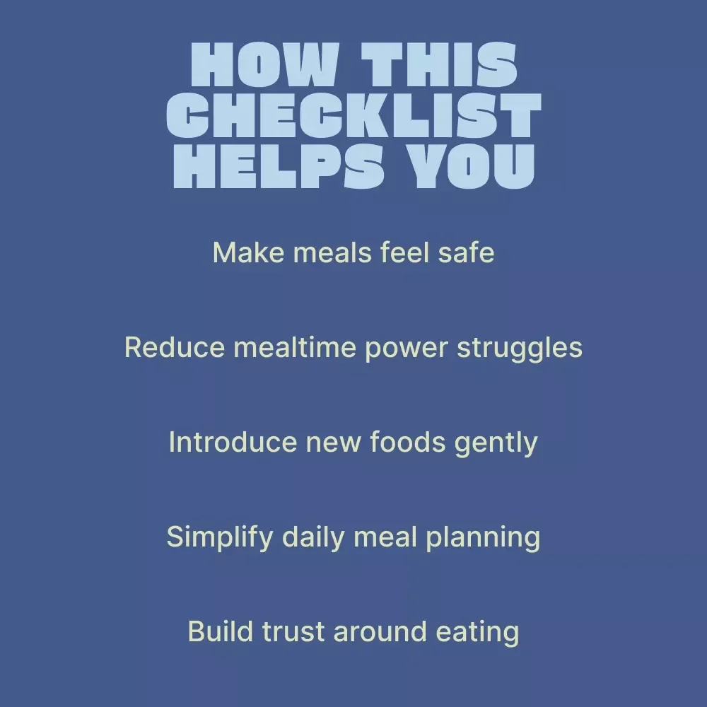 The No-Drama Meal Checklist for Picky Eaters | Printable Checklist for Stress-Free Family Dinners & Easy Meal Ideas for Picky Eaters