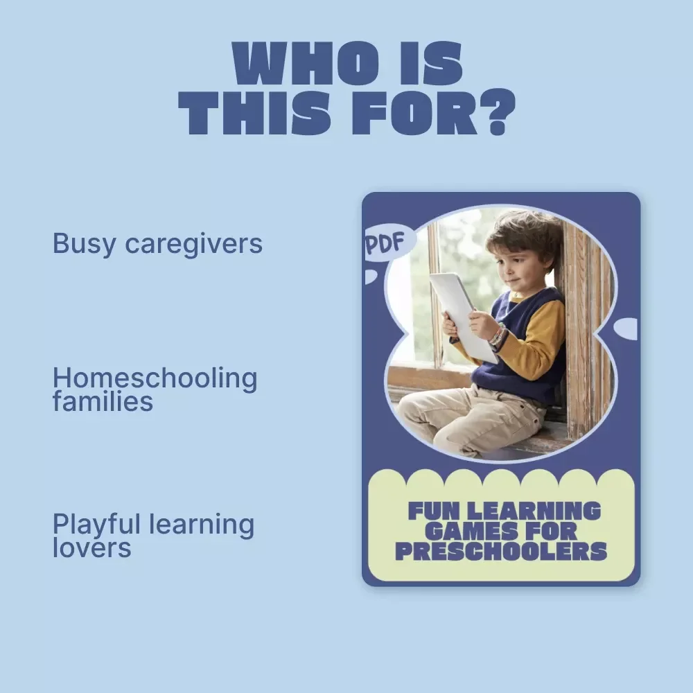 Fun Learning Games for Preschoolers | Printable Educational Checklist for Play-Based Learning, Early Math & Literacy Activities, Easy At-Home Preschool Games