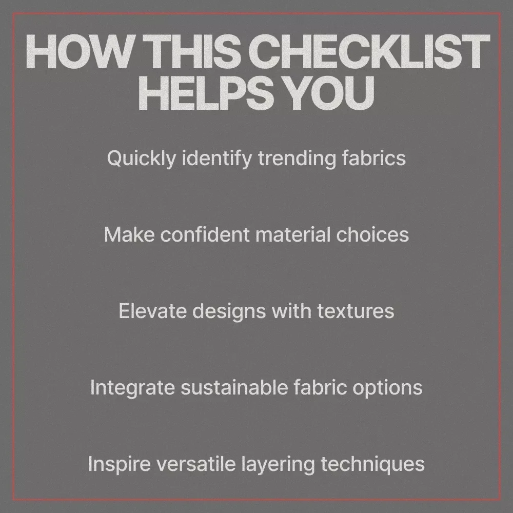Fabric Forecast – Seasonal Fabric Trends Checklist | What Fabrics Are Trending This Season | Fashion Design & Styling Digital Download