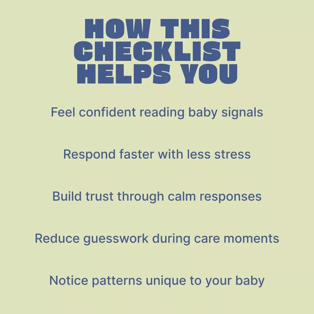 Your Baby Cue Response Checklist | Printable Newborn Guide for How to Respond to Baby Cues Effectively