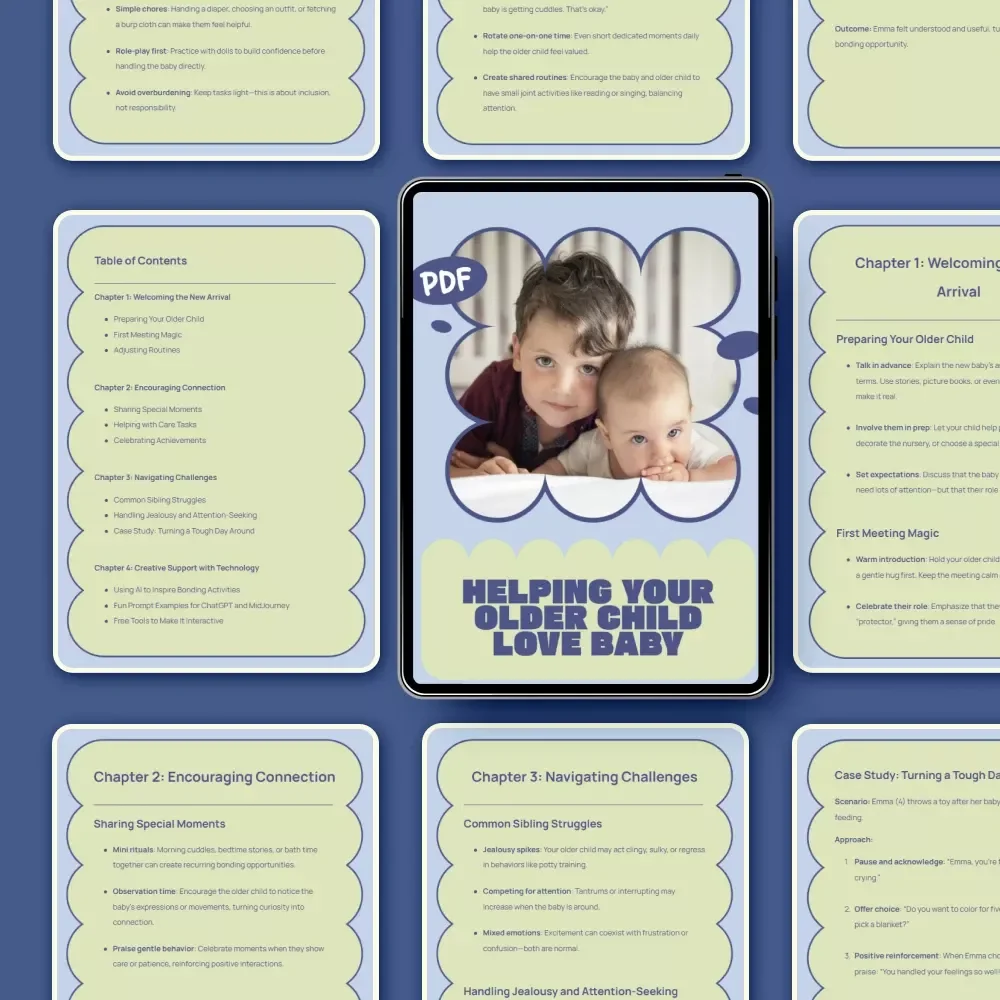 Helping Your Older Child Love Baby: A Practical Guide on How to Help Older Child Bond With Baby Sibling | Sibling Bonding Digital Guide for Growing Families