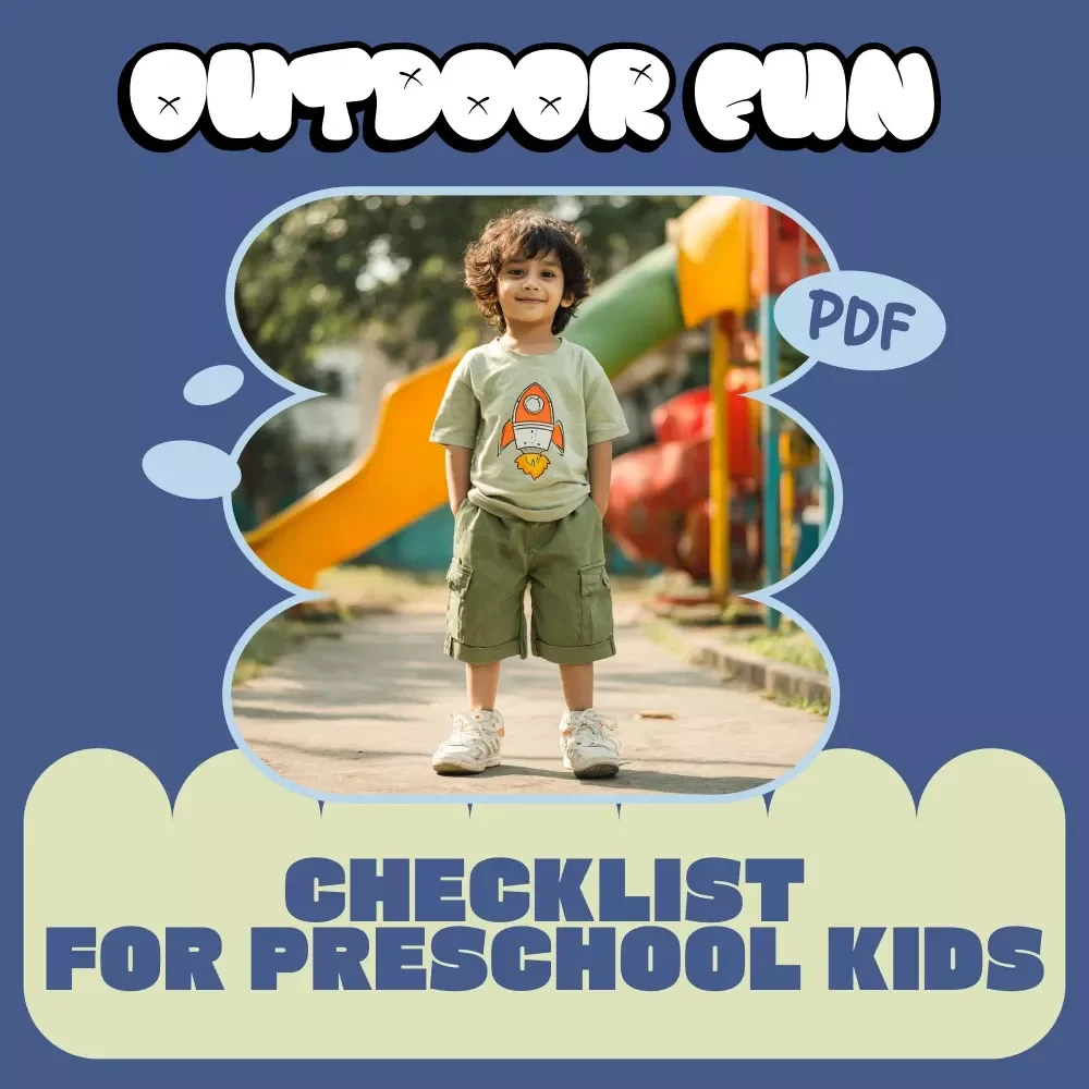 Outdoor Fun Checklist for Preschool Kids – Printable Outdoor Activities Guide, Nature Play Ideas, Active Learning & Mindfulness for Young Children