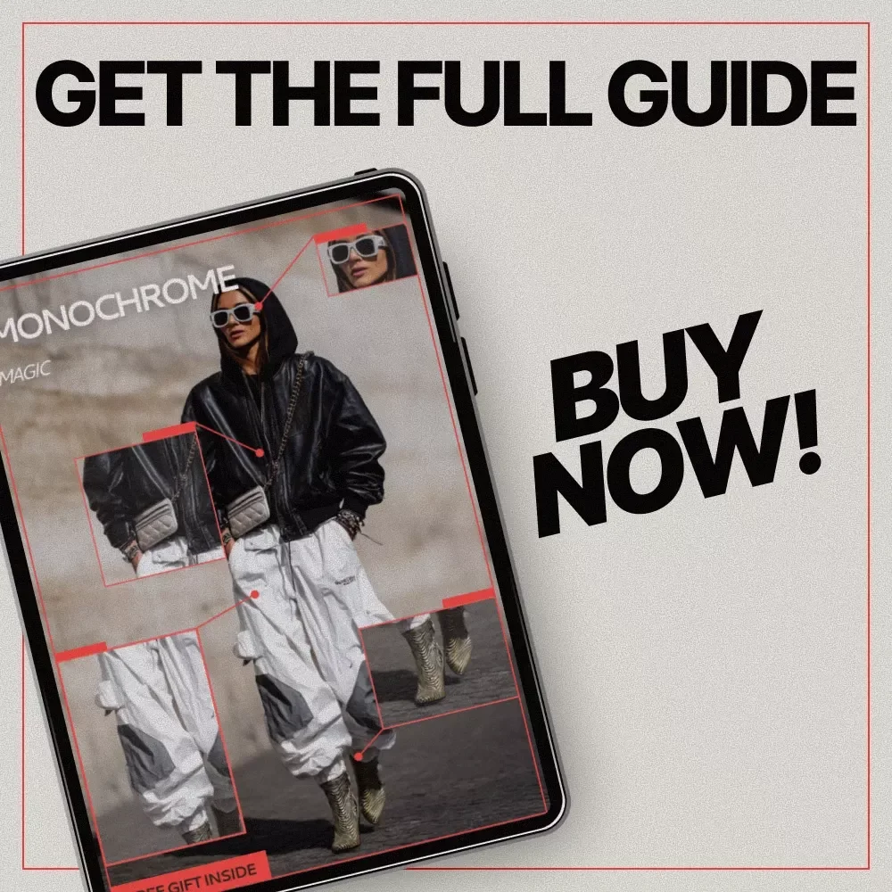 Monochrome Magic – Digital Style Guide eBook, Monochrome Outfit Guide, Capsule Wardrobe & AI Fashion Checklist Download