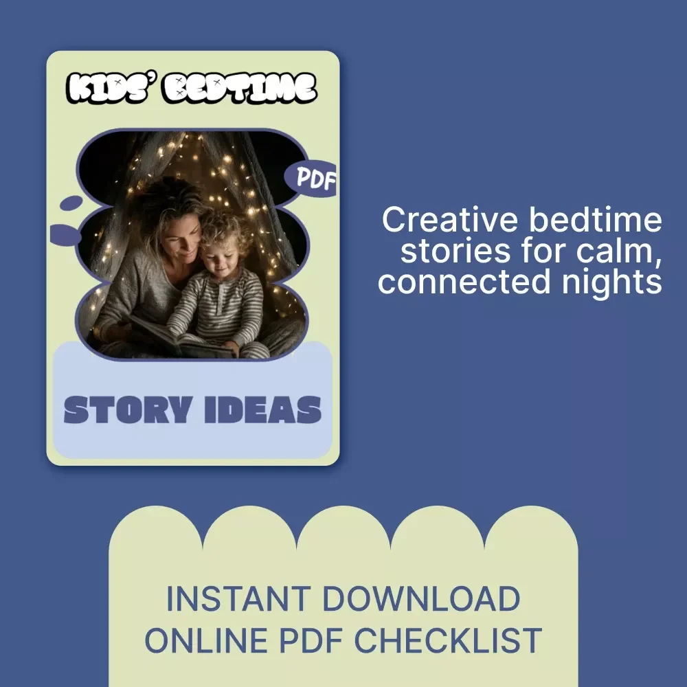 Kids’ Bedtime Story Ideas – Printable Checklist for Parents, Creative kids bedtime story ideas for Calm Nights, Personalized Storytelling & Imaginative Sleep Routines