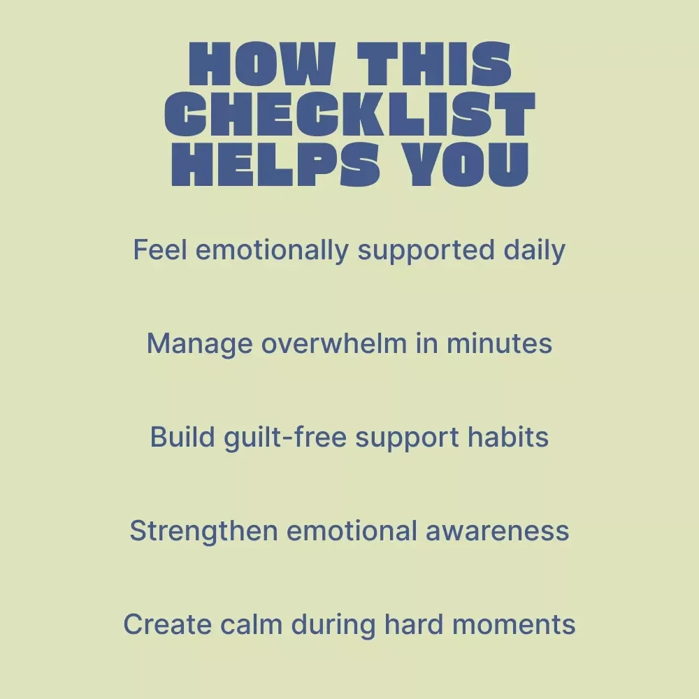 Emotional Support Checklist for New Moms | Printable Postpartum Self-Care Guide with Emotional Support Tips for New Mothers