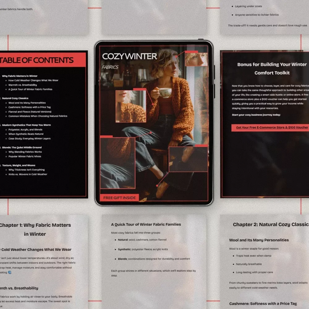 Cozy Winter Fabrics | Ebook Guide to Cozy Fabrics for Winter, Smart Fabric Choices, Warm & Breathable Materials
