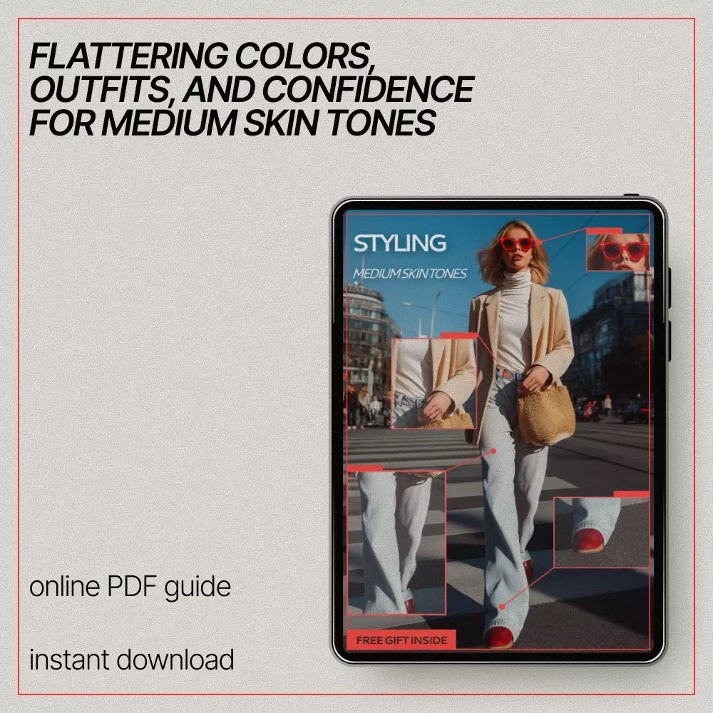 Styling Medium Skin Tones – eBook Guide on what outfits suit medium skin tones, Color Matching, Outfit Ideas & Everyday Style Confidence