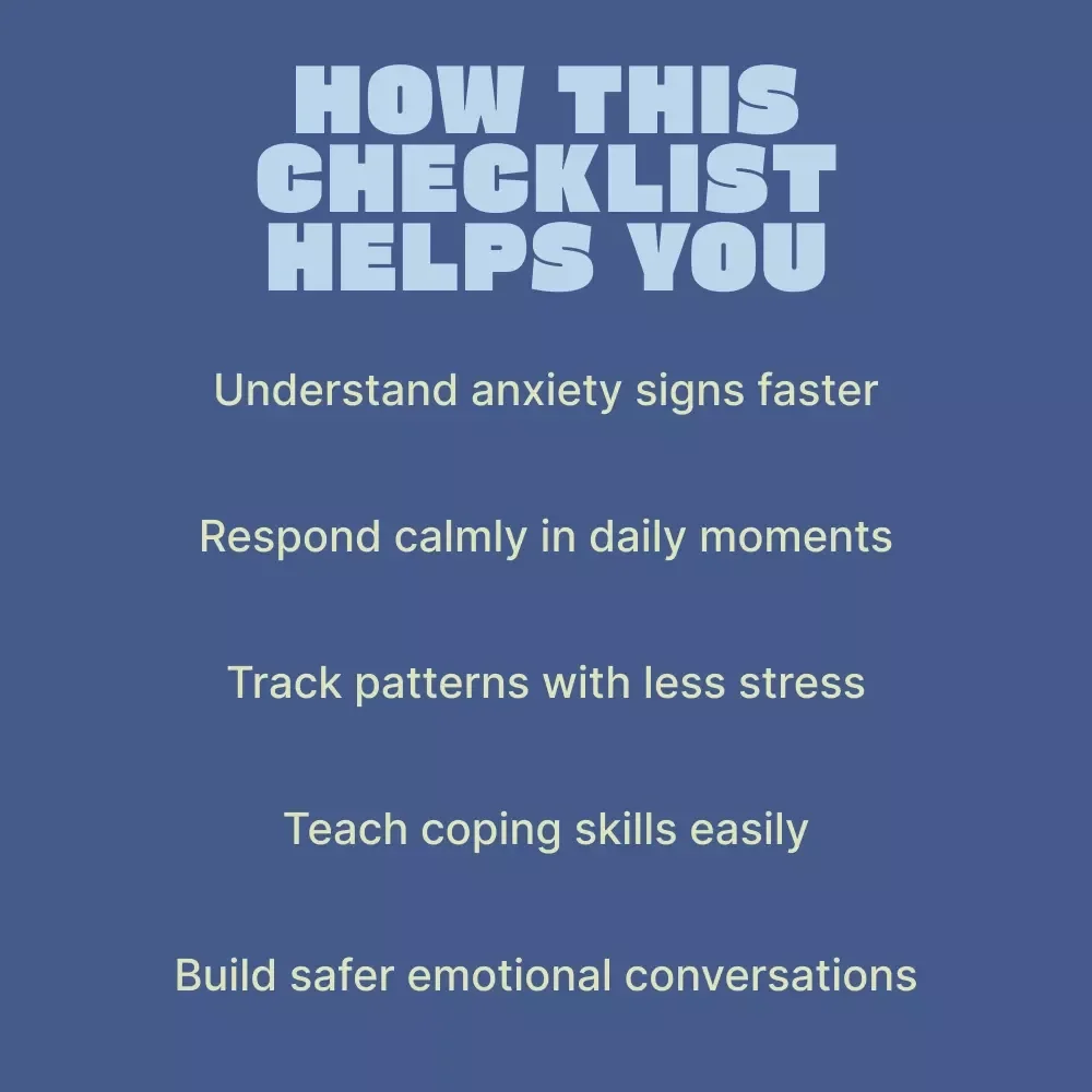Spotting and Supporting Your Anxious Child – Printable Checklist for Parents | Identify Child Anxiety Symptoms & Build Calm Routines