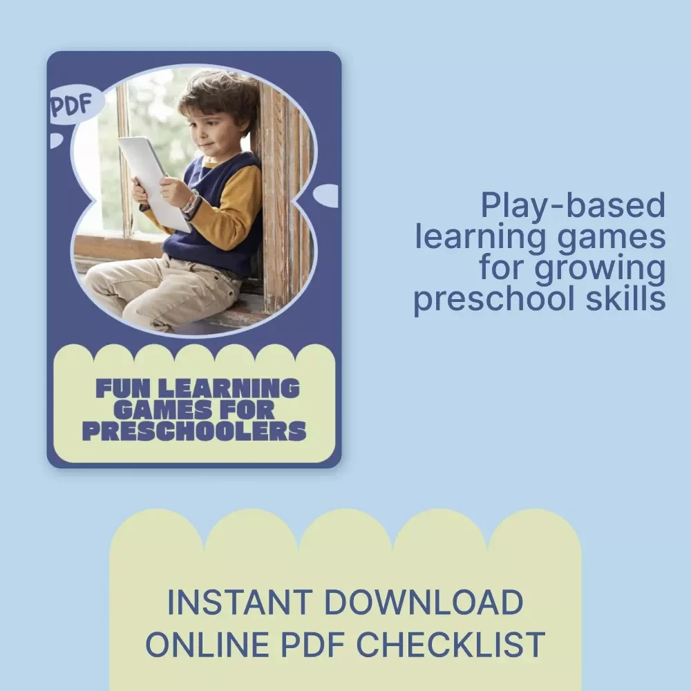 Fun Learning Games for Preschoolers | Printable Educational Checklist for Play-Based Learning, Early Math & Literacy Activities, Easy At-Home Preschool Games