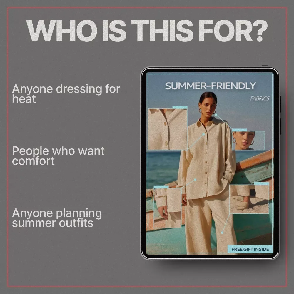 Summer-Friendly Fabrics | Practical eBook Guide to Breathable Fabrics for Summer, Stay Cool, Comfortable & Stylish in Hot Weather