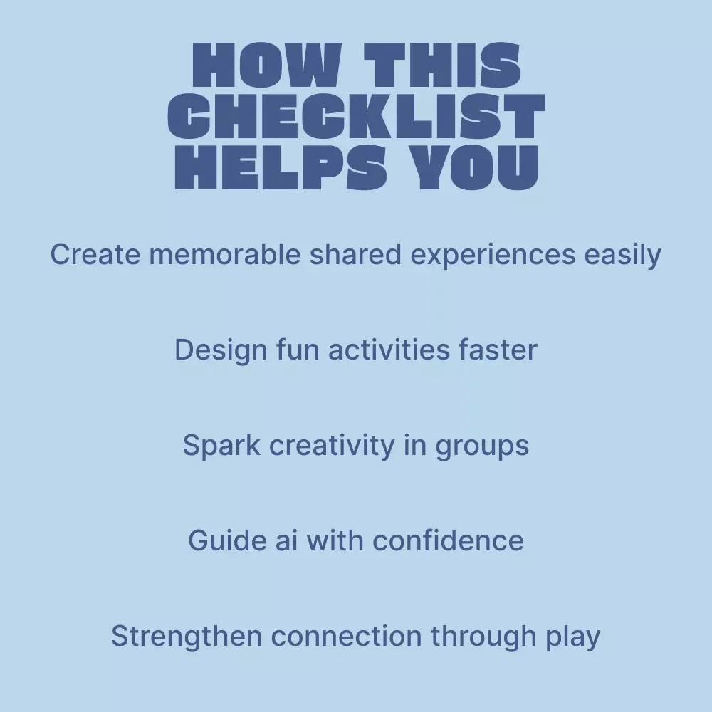 AI-Powered Bonding Activity Ideas Checklist | Fun & Creative ai prompts for bonding activity ideas for Friends, Families, Teams & Couples