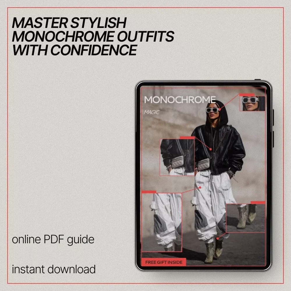 Monochrome Magic – Digital Style Guide eBook, Monochrome Outfit Guide, Capsule Wardrobe & AI Fashion Checklist Download