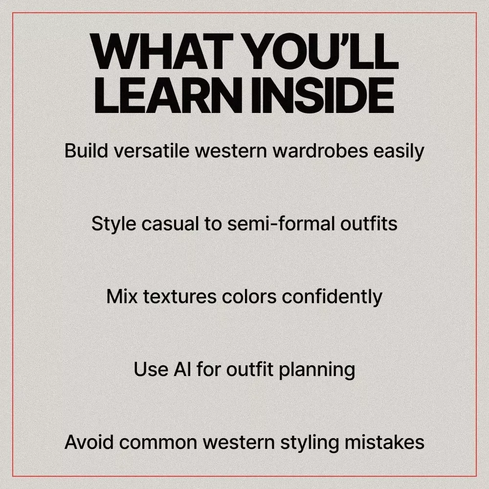 Western Outfit Combinations for Modern Style | Ebook of Western Inspired Outfit Combinations | Easy Everyday & Workwear Looks