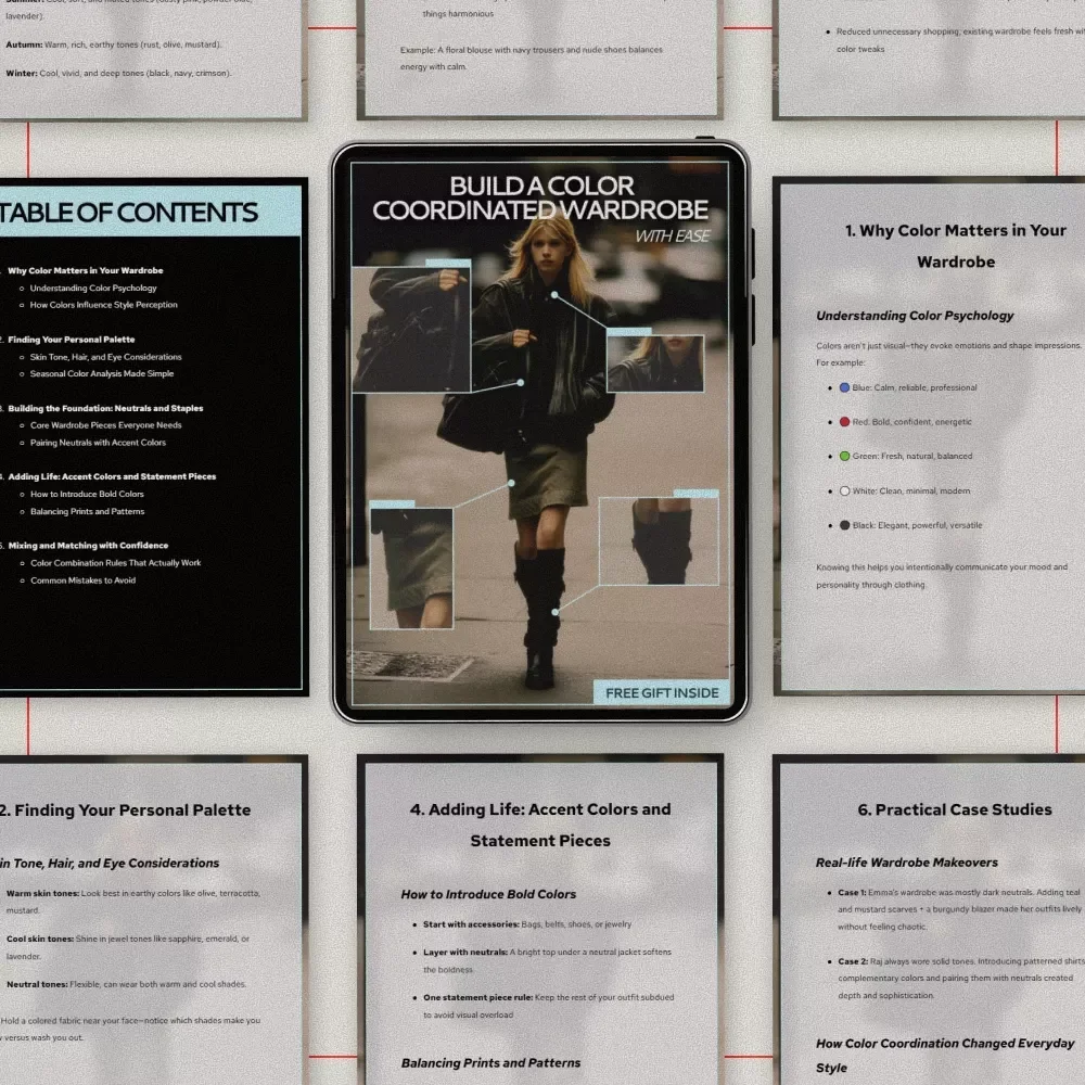 Build a Color Coordinated Wardrobe with Ease | eBook Guide on How to Build a Color-Coordinated Wardrobe, Personal Palette, Outfit Matching & Smart Styling