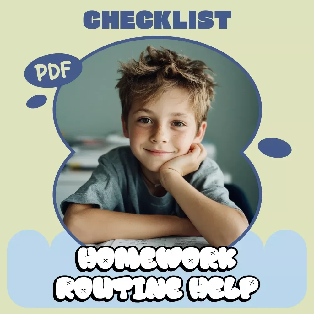 Homework Without the Nightly Drama – Child Homework Routine Help Checklist for Calm Afternoons & Stress-Free Evenings (Printable Digital Download)