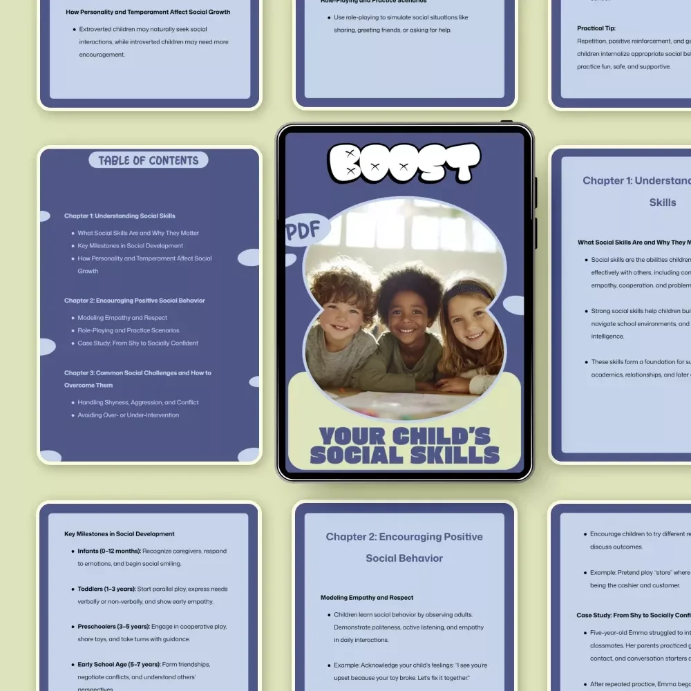 Boost Your Child’s Social Skills – Practical Parent Guide with kids social skills development tips | Digital Download for Confident, Kind Kids