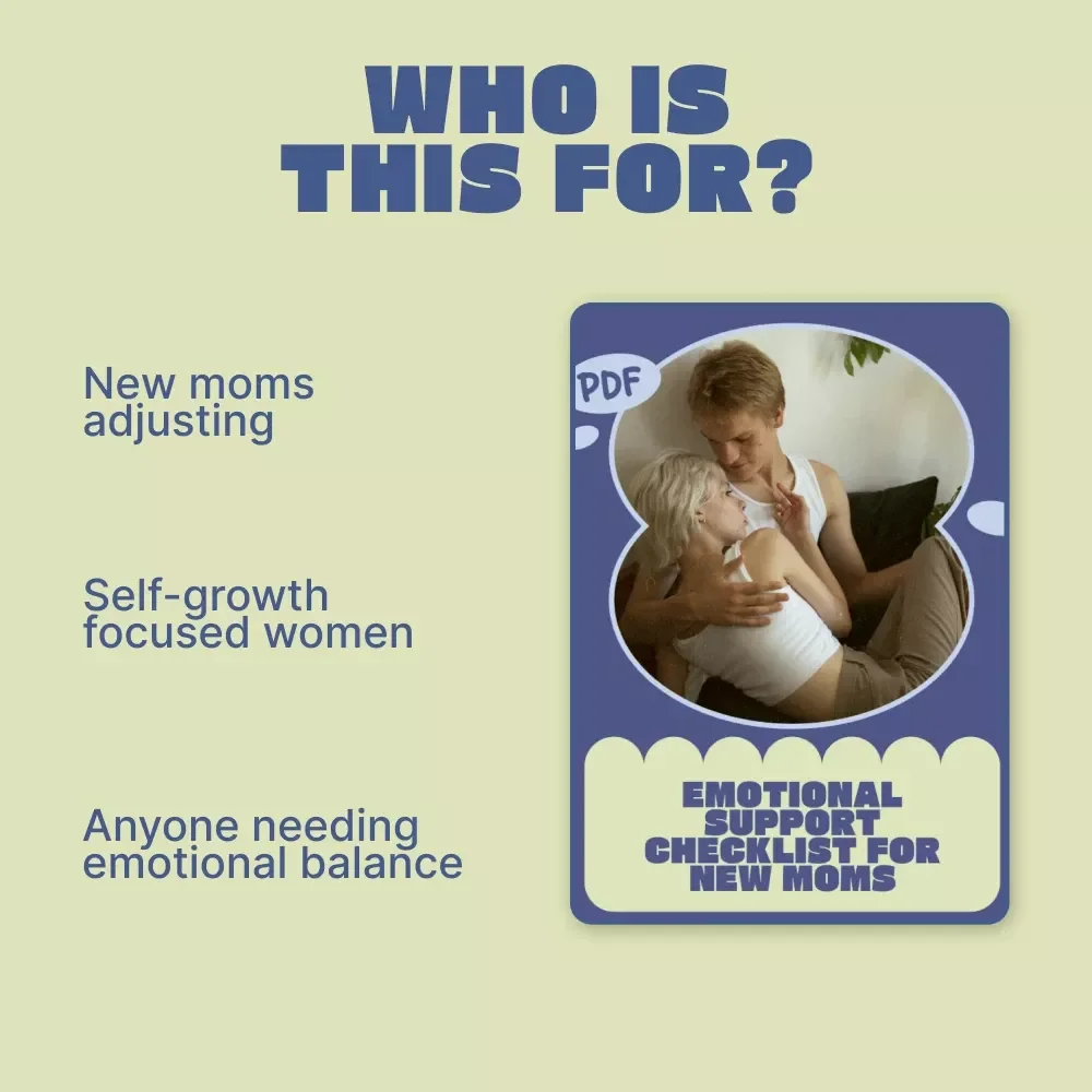 Emotional Support Checklist for New Moms | Printable Postpartum Self-Care Guide with Emotional Support Tips for New Mothers