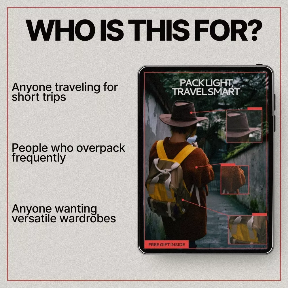 Pack Light, Travel Smart – Ebook Guide on what clothes to pack for short trips | Smart Packing Checklist for Minimalist Travel