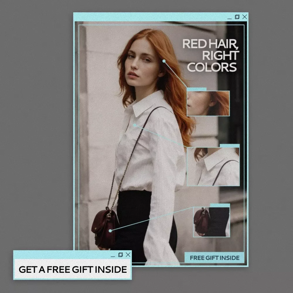 Red Hair, Right Colors – Digital Style Guide for Redheads, Color Harmony Outfit Guide, Seasonal Palettes, AI Styling Prompts