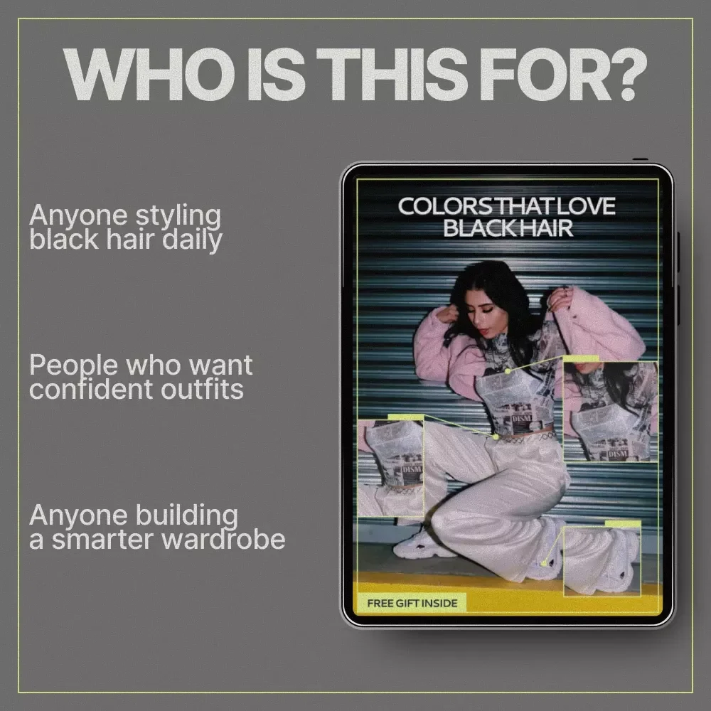 Colors That Love Black Hair | Style Guide Answering What Outfit Colors Suit Black Hair | Digital Download