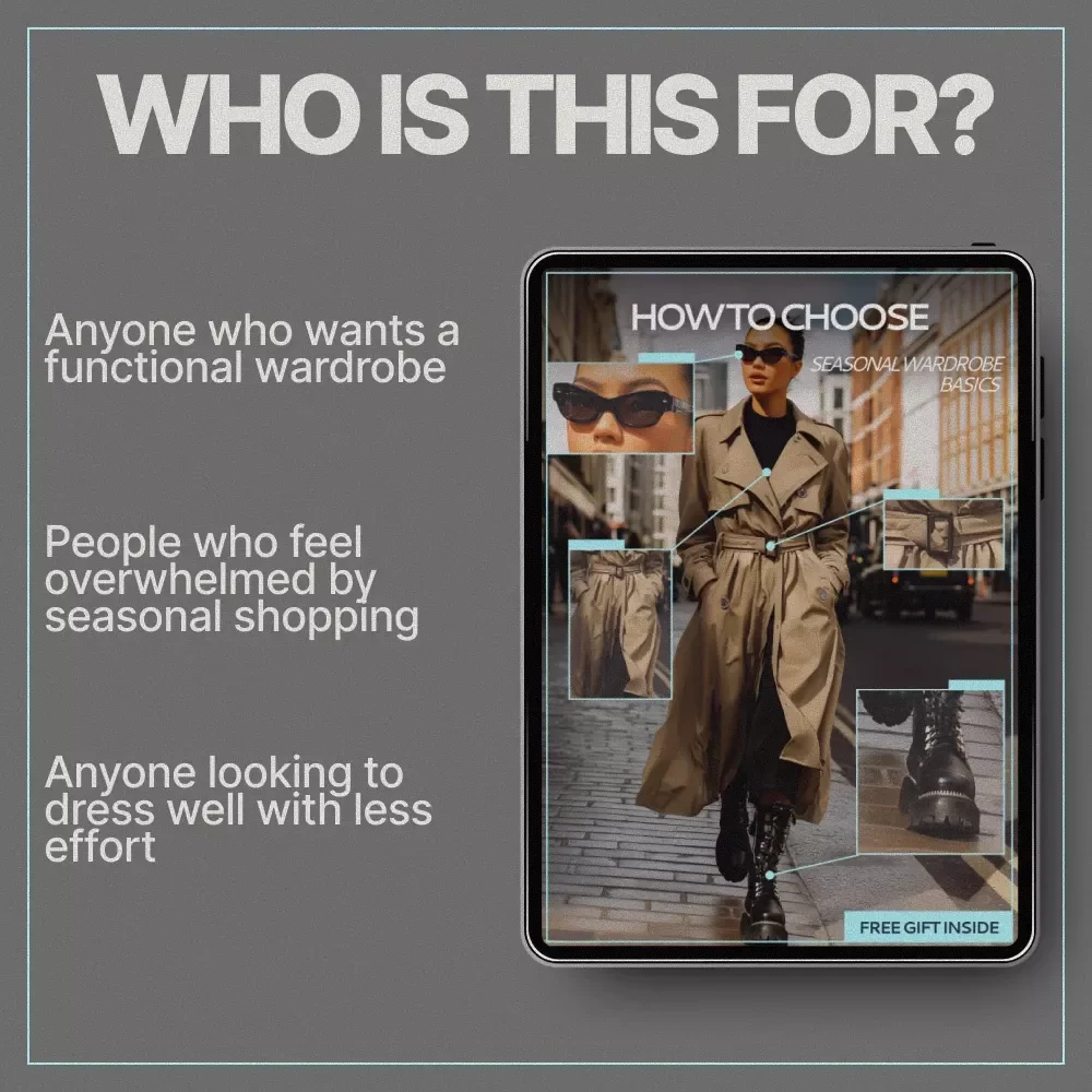 How to Choose Seasonal Wardrobe Basics – Digital Style Guide, Capsule Wardrobe Planner, Seasonal Clothing Checklist, Smart Closet Essentials eBook