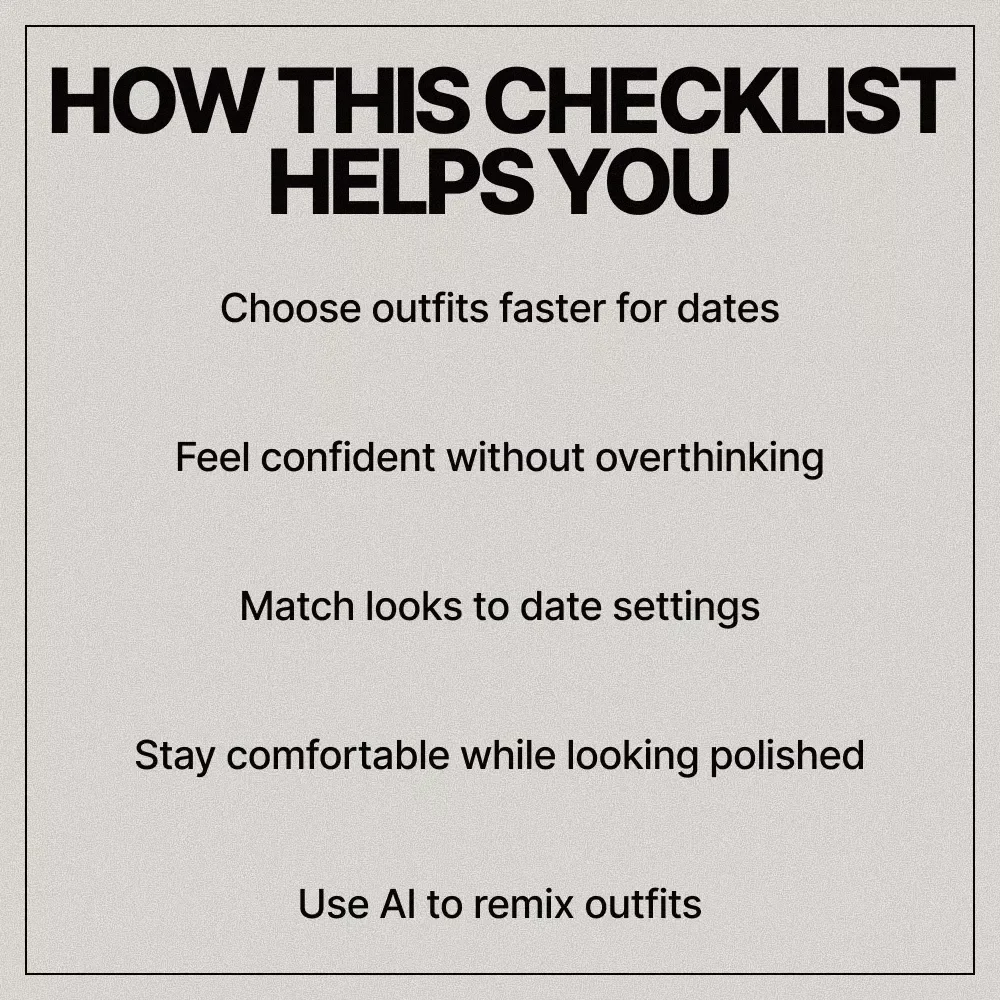 Date Outfit Feast | Casual Date Outfit Checklist Guide | What Outfits Work for Casual Dates Digital Download