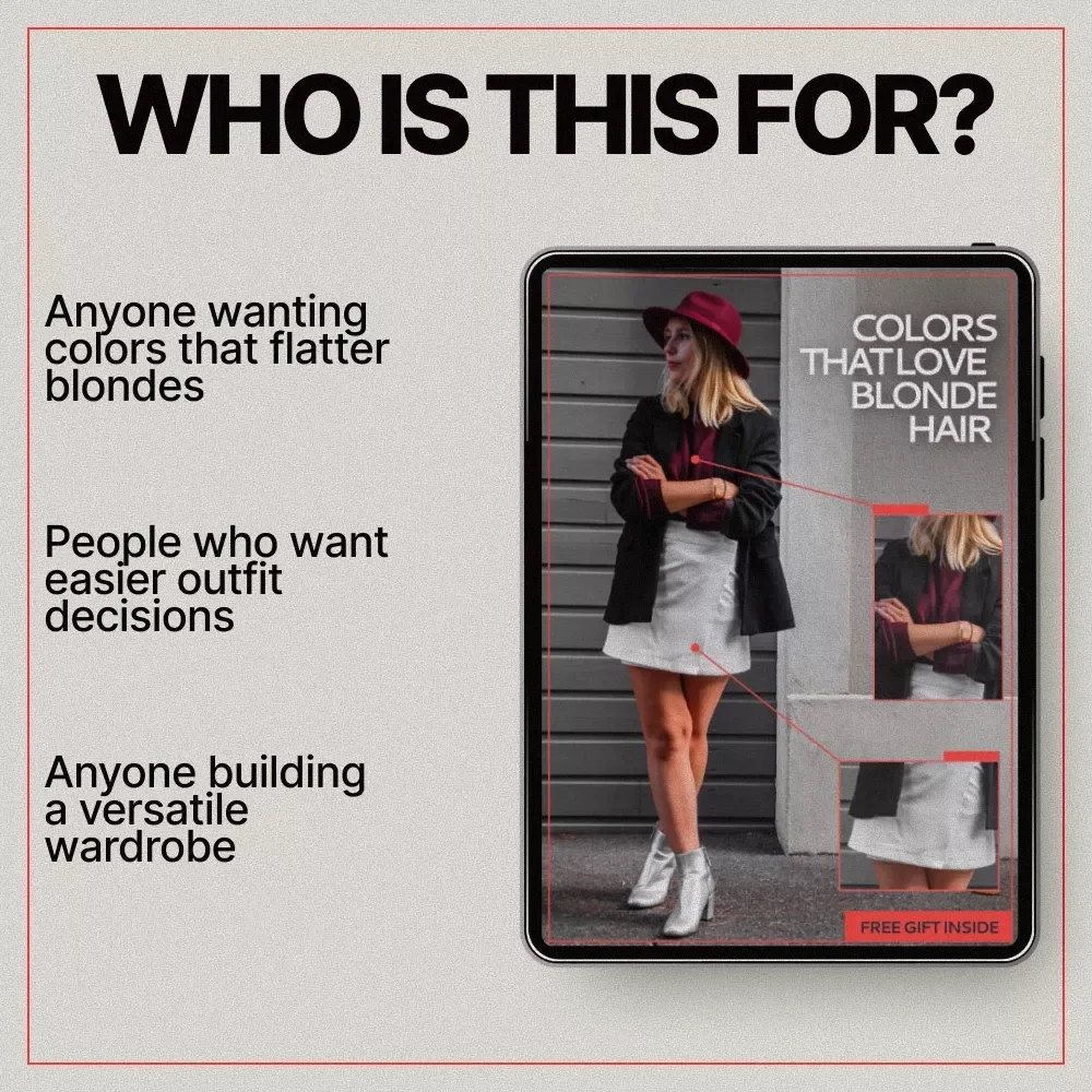 Colors That Love Blonde Hair – Style Guide for What Outfit Colors Suit Blonde Hair, Easy Color Harmony & Capsule Wardrobe Download