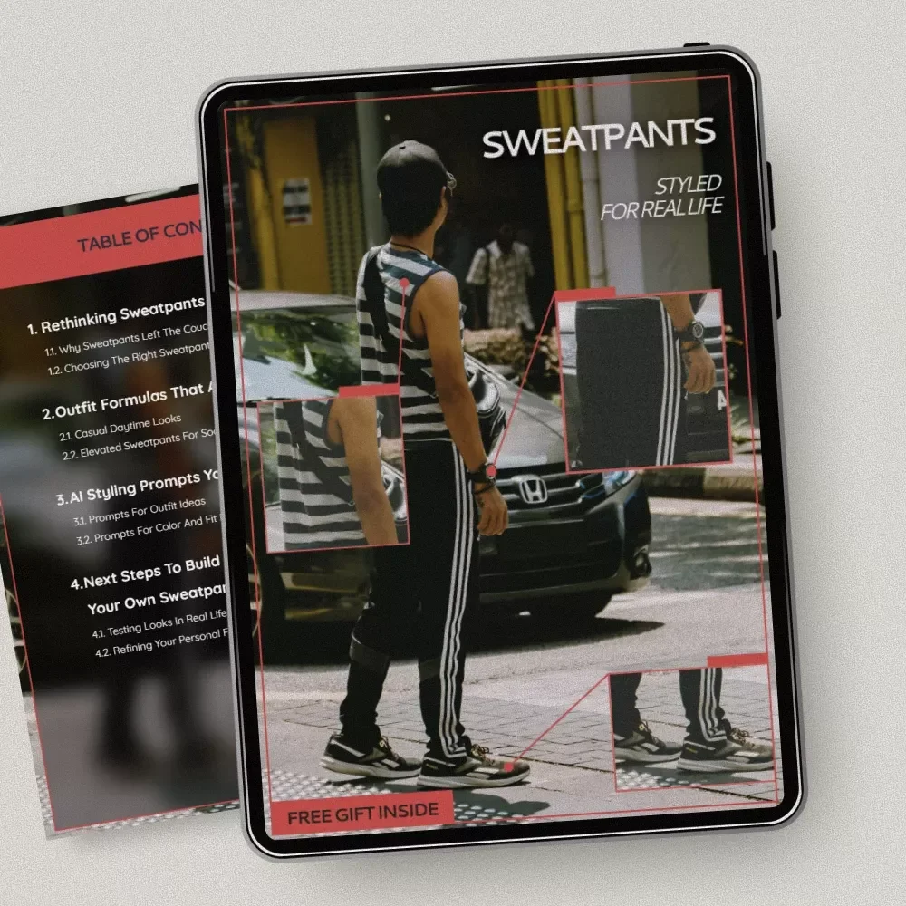 Sweatpants, Styled For Real Life – A Practical Guide on how to style sweatpants for outings, Everyday Outfit Formulas & AI Styling Prompts
