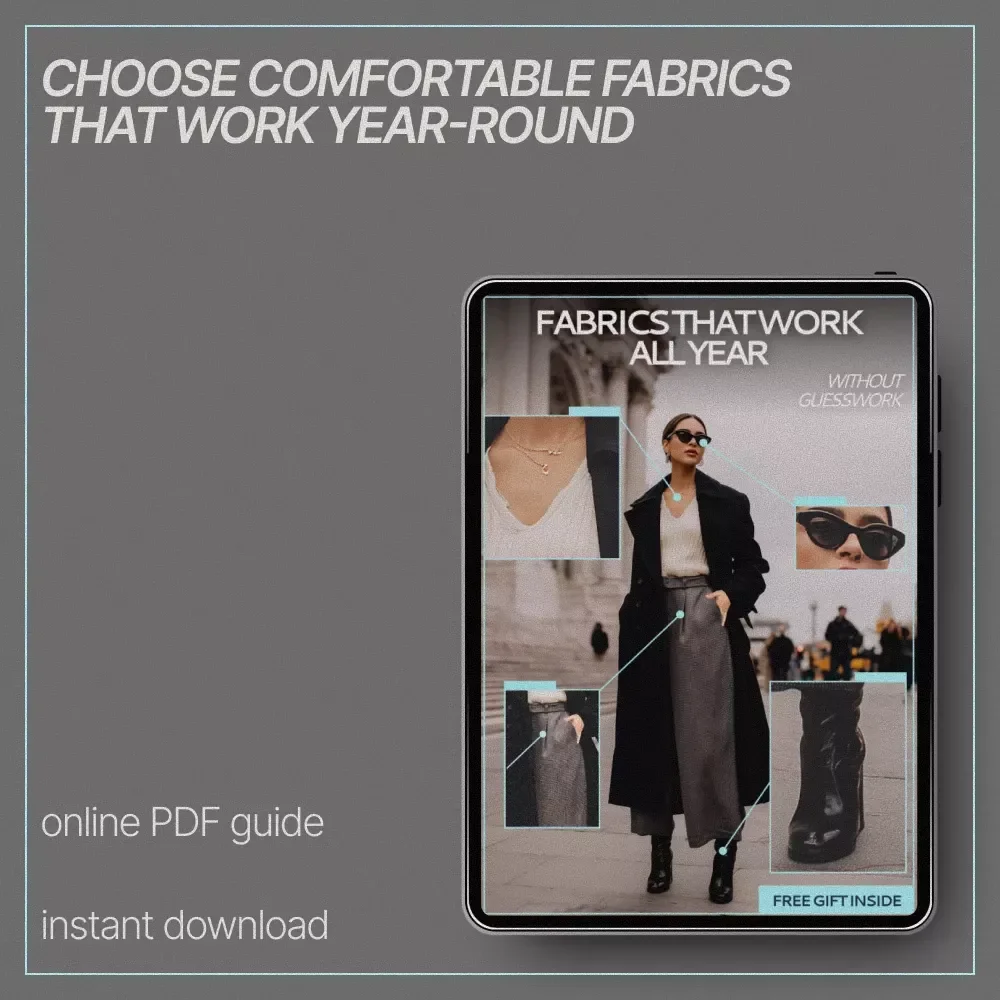 Fabrics That Work All Year Without Guesswork – Smart Wardrobe Guide, Year-Round Fabric Guide, Everyday Clothing Materials, Seasonal Fabric Planning eBook, Digital Download
