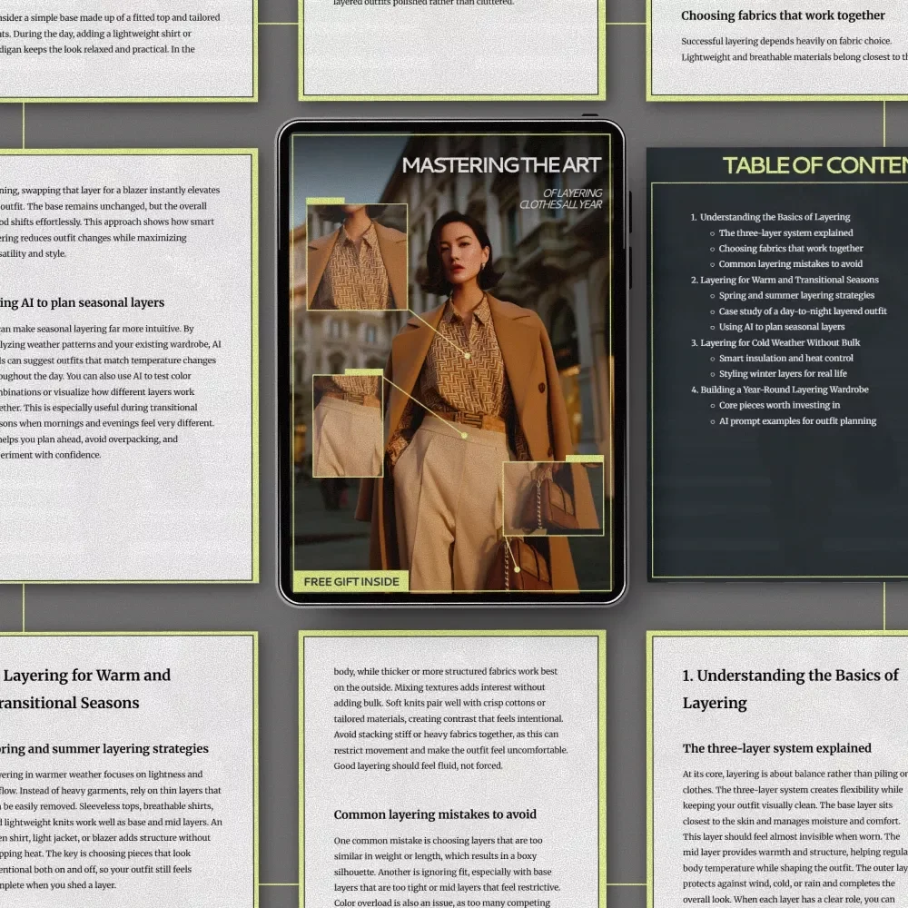 Mastering the Art of Layering Clothes All Year – Digital Style Guide, Outfit Planning eBook, Seasonal Layering Checklist, Smart Wardrobe Building Download