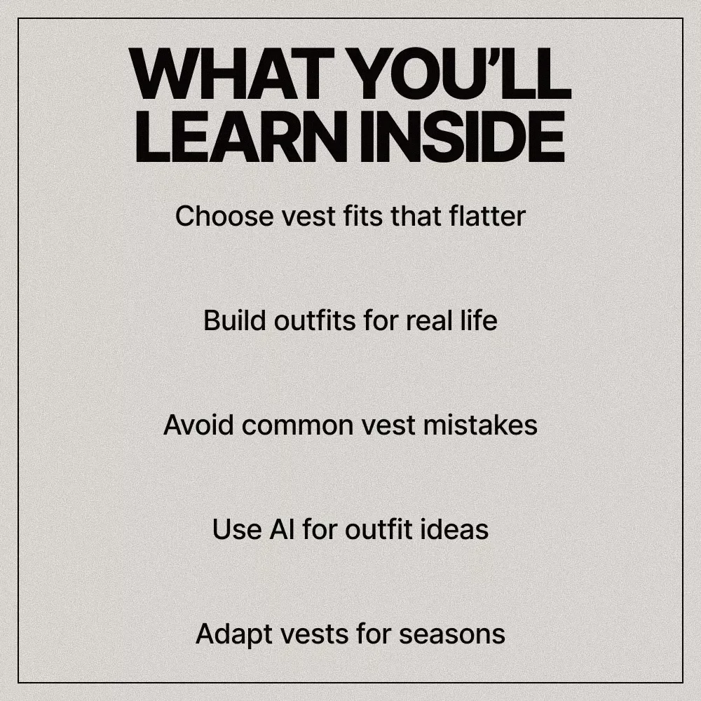 Vest Styling Made Simple, Modern, Wearable | Easy Guide on how to style vests | Everyday Outfits, Workwear, AI Styling Prompts