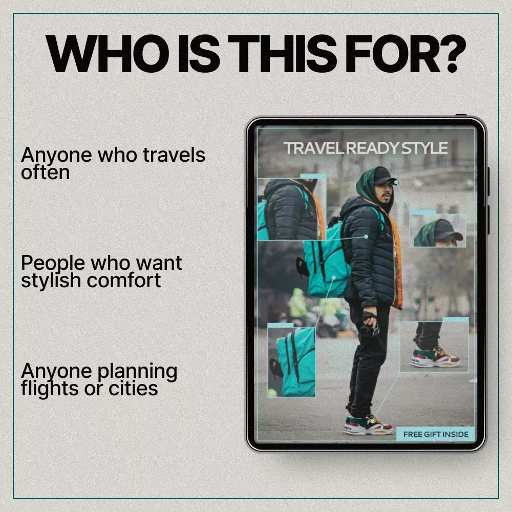 Travel Ready Style | Ebook Guide on how to dress for travel comfort and style | Smart Travel Outfits, Comfortable Chic Packing, Airport to Destination Looks